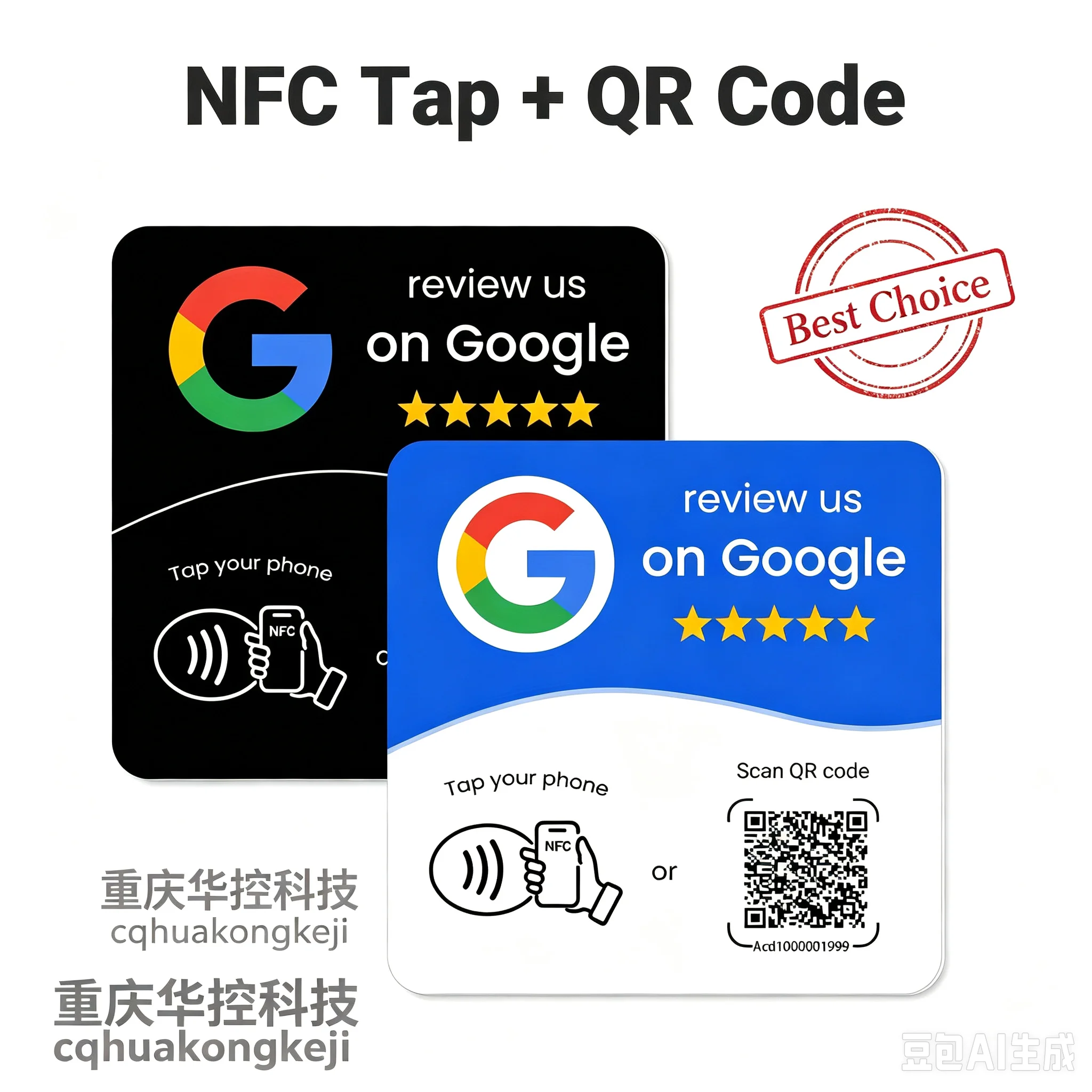 Google Review Boost Reviews Reusable Google Review Tap Card Stand & QR Code Stand No App No SubscriptionAndroid & iPhone C