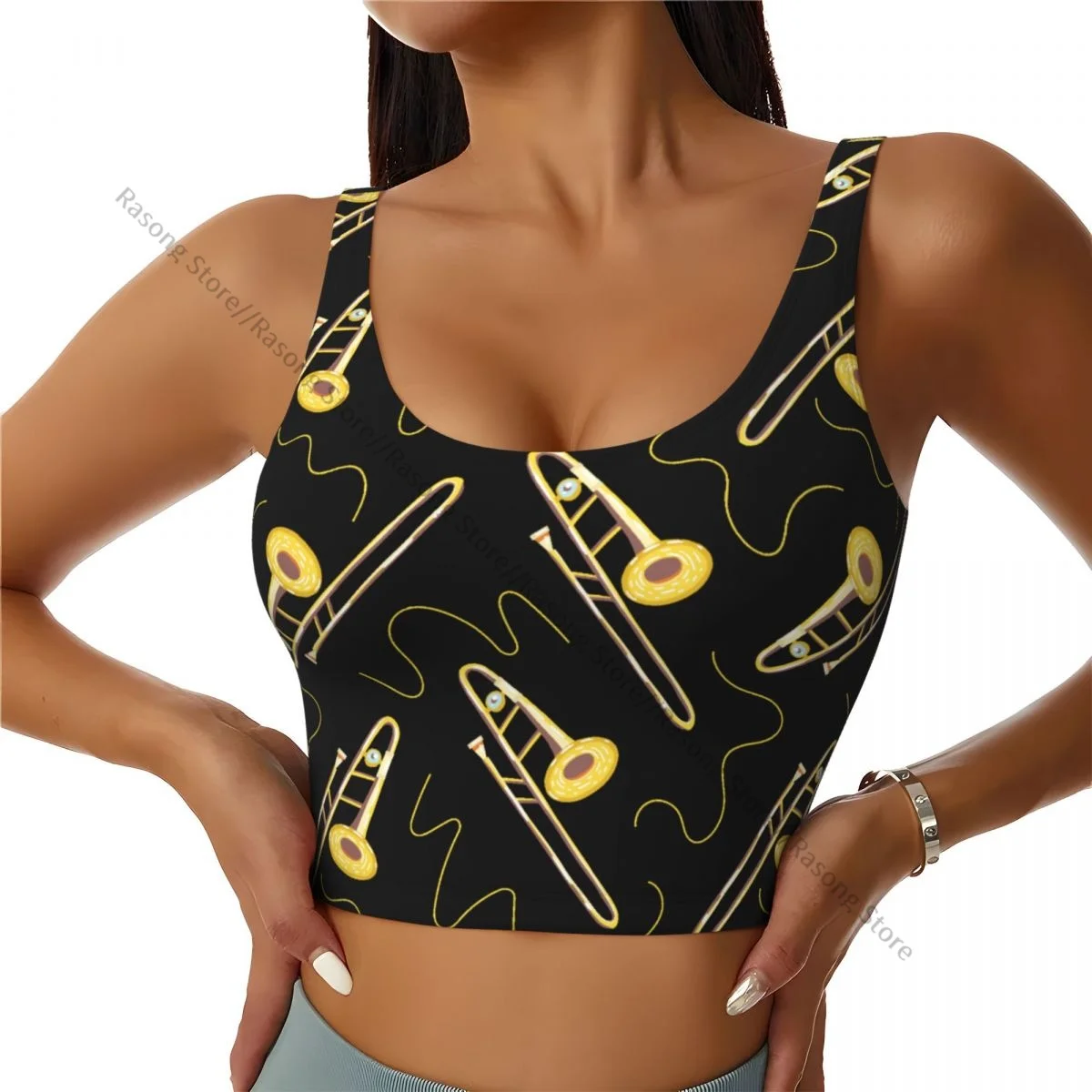 Women Sexy Sports Vest Wind Musical Instruments Female Streetwear Sport Lingerie Tee Crop Top