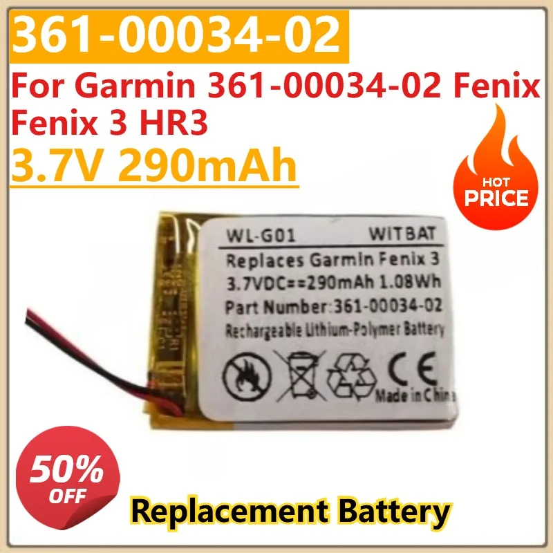 

High Quality New Smartwatch Battery 3.7V 290mAh For Garmin 361-00034-02 Fenix Fenix 3 HR3