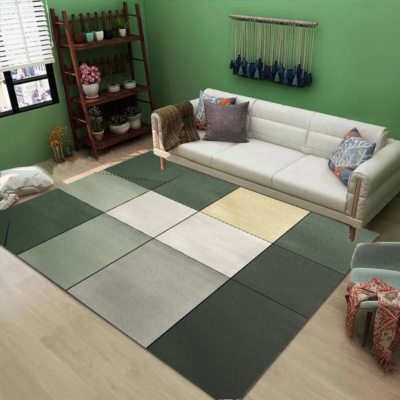 Modern Geometric carpets for living room Green Light Luxury Bedroom Decoration Rug Sofa Coffee Table Lounge Rug Floor Mat tapete