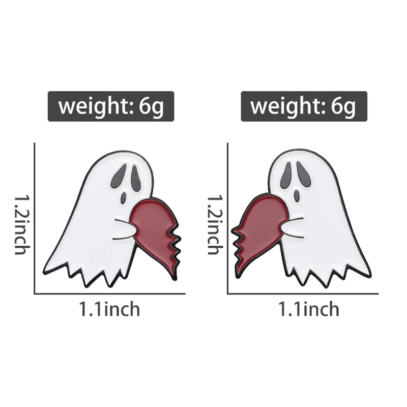 Ghost Heart Enamel Pins you Are Never Alone Set Custom Brooches Lapel Badges Cartoon Gothic Jewelry Gift for Kids Friends