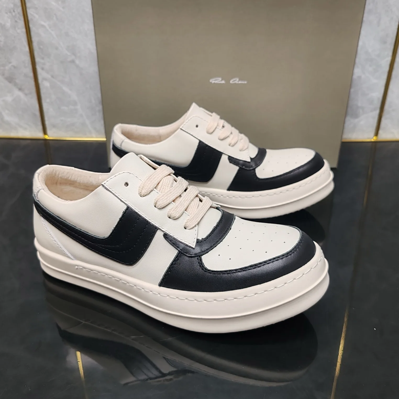 Round Owens double-color leather casual sports shoes for men and women 2024 latest men's shoes and young women's shoes