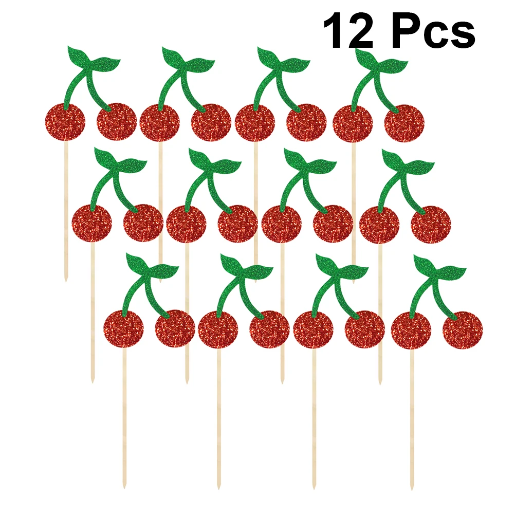 

12pcs Fruits Picks Decorations Party Wedding Cake Decoration Cake Topper Fruit Bamboo Cupcake Topper Insert Birthday