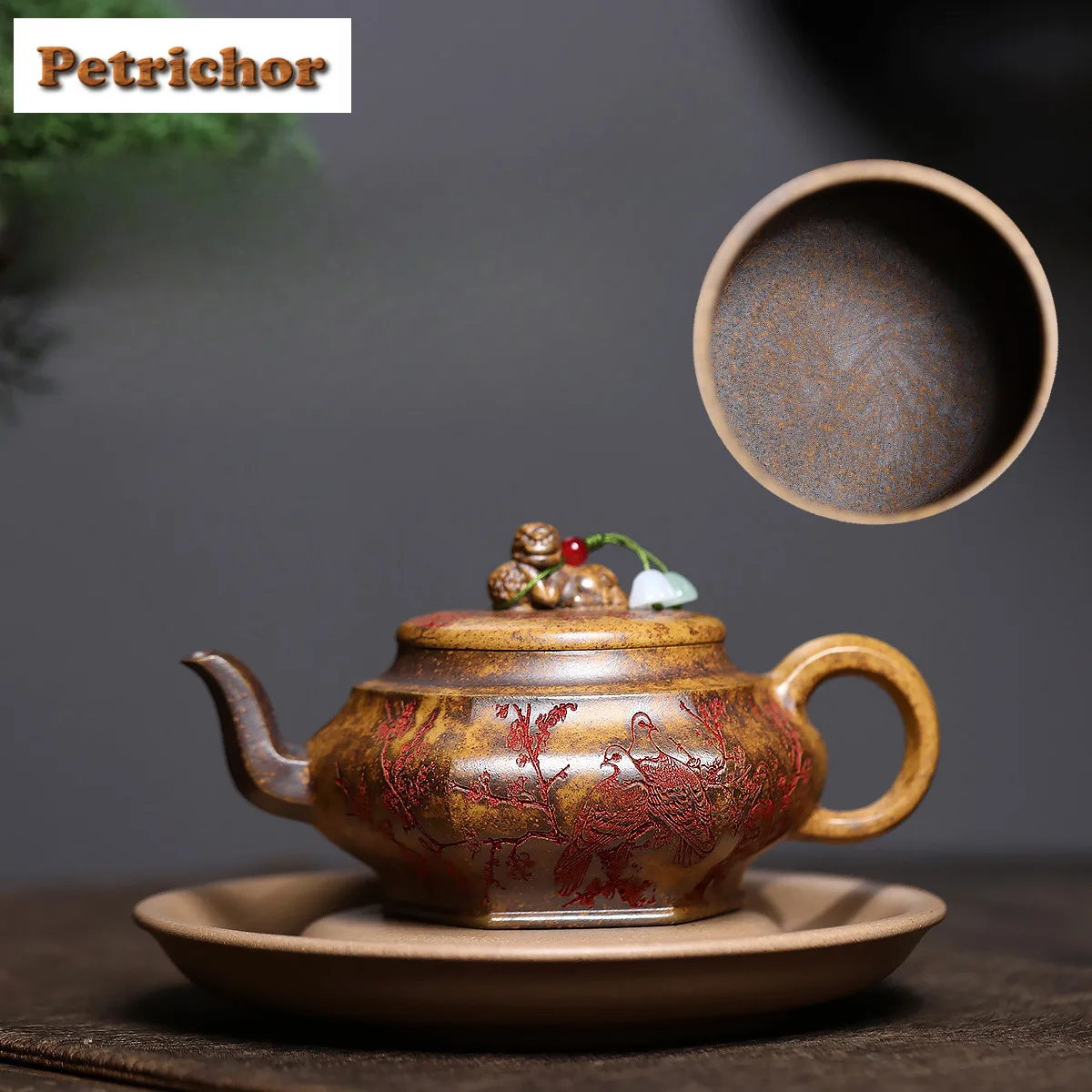 

250ml Yixing Purple Clay Teapots Artists Handmade Hexagonal Pot Raw Ore Wood-fired Porcelain Mud Tea Soaking Kettle Zisha Teaset