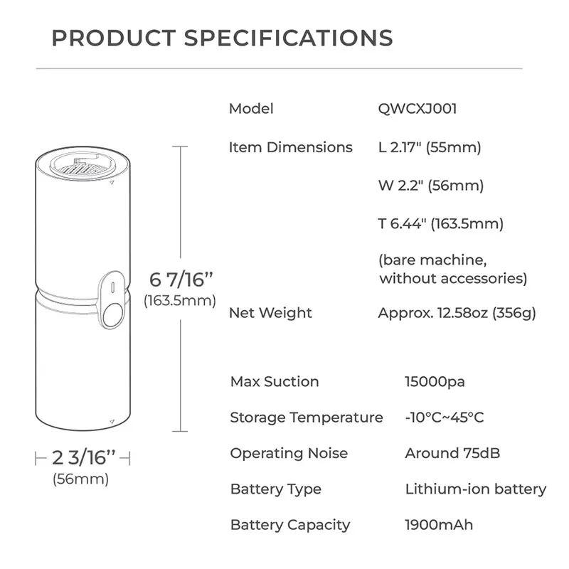 HOTO Compressed Air Capsule Handheld Vacuum Cleaner Multifunctional Dual-purpose Cleaner 15000PA Home Car Computer Dust Catcher