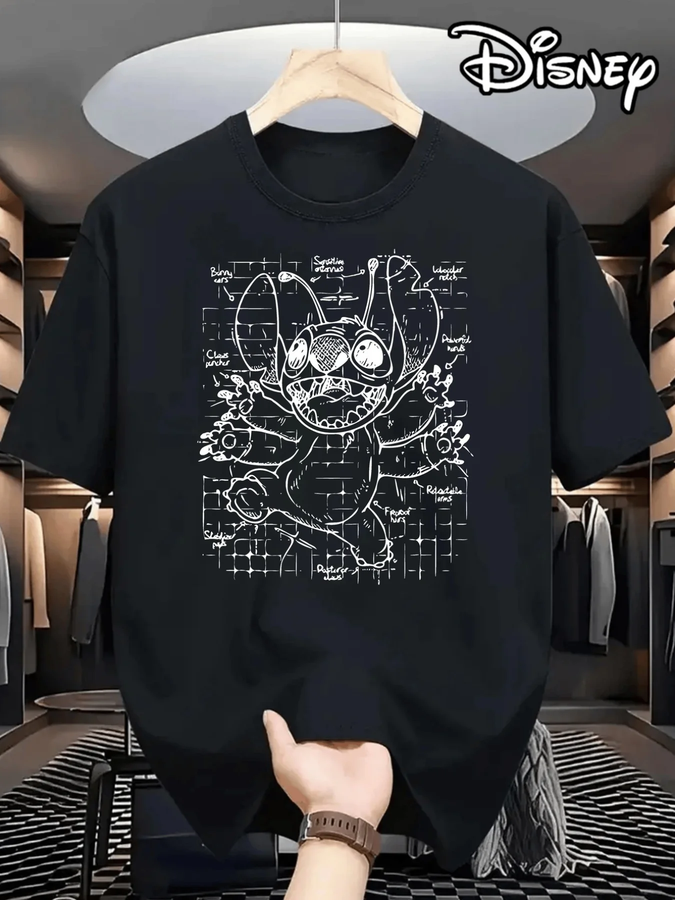 

Мужская и женская футболка с короткими рукавами и круглым вырезом с принтом мультфильмов Диснея, повседневная модная спортивная футболка со стежком