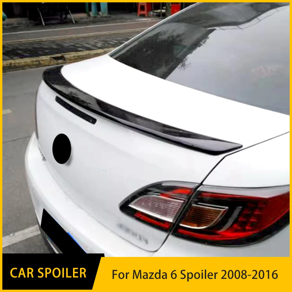 For Mazda 6 Car Rear Lip Spoiler Trim Black Carbon Tail Trunk Wing 2008 2009 2010 2011 2012 13 14 15 16Luggage Compartment Tail