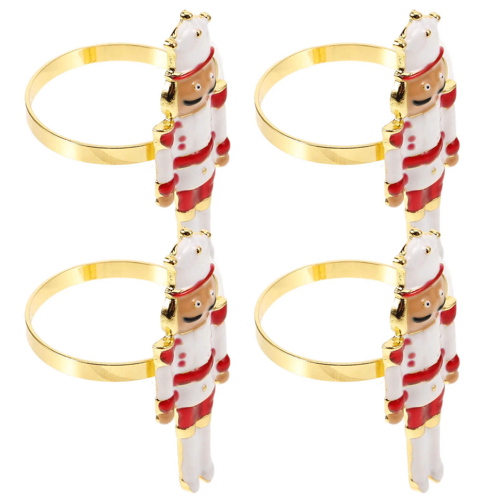 

4Pcs Nutcracker Napkin Buckles Festive Reusable Napkin Ring Holders Elegant Christmas Table Decorations Napkins Rings