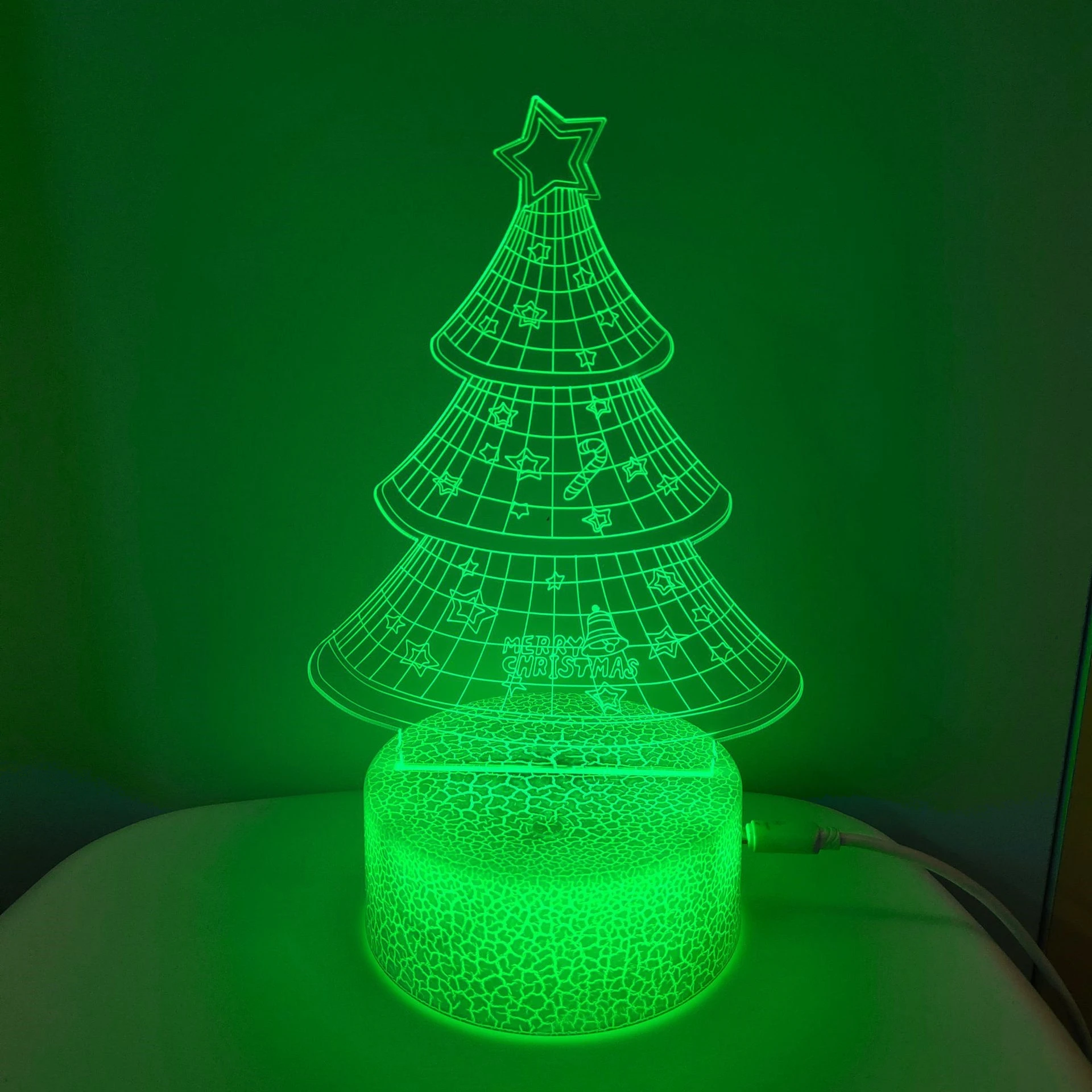 Árbol de Navidad colorido creativo, luz de mesita de noche 3D, enchufe de dormitorio, cama eléctrica, luz nocturna Simple