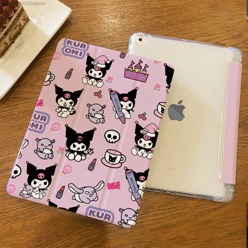 Sanrio Hello Kitty New IPad Case Air 5 2022 10 Generation Three Fold 10.9 Flip 9.7 Cute Anime Kuromi Pro 11 Apple Tablet Case