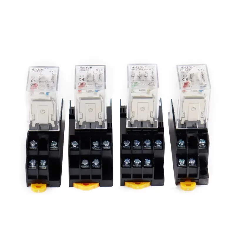 Power Electromagnetic Relay MY2N‑J MY4N‑J HH52P HH54P With PYF11A Socket Base DIN Rail Mount Coil DC12V DC24V AC220V Industrial