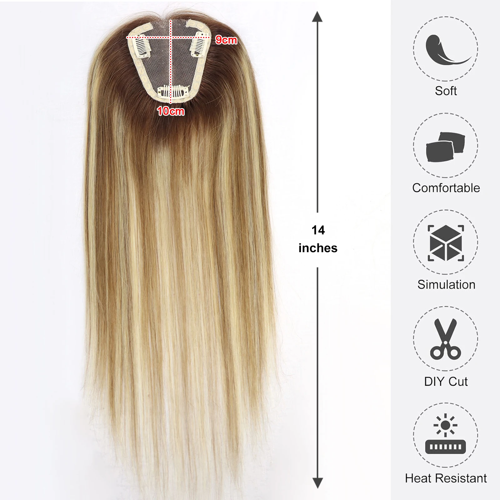 Ombre Blonde Brown Highlight European Human Hair Toppers Women\'s Hair Pieces Lace Base Clip in Topper Hair Extension for Women