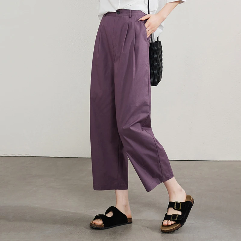 Women Carrot Pants Office Lady Japanese Style Cropped Pants New Style Summer Elastic High Waist Casual Loose Trousers Capris