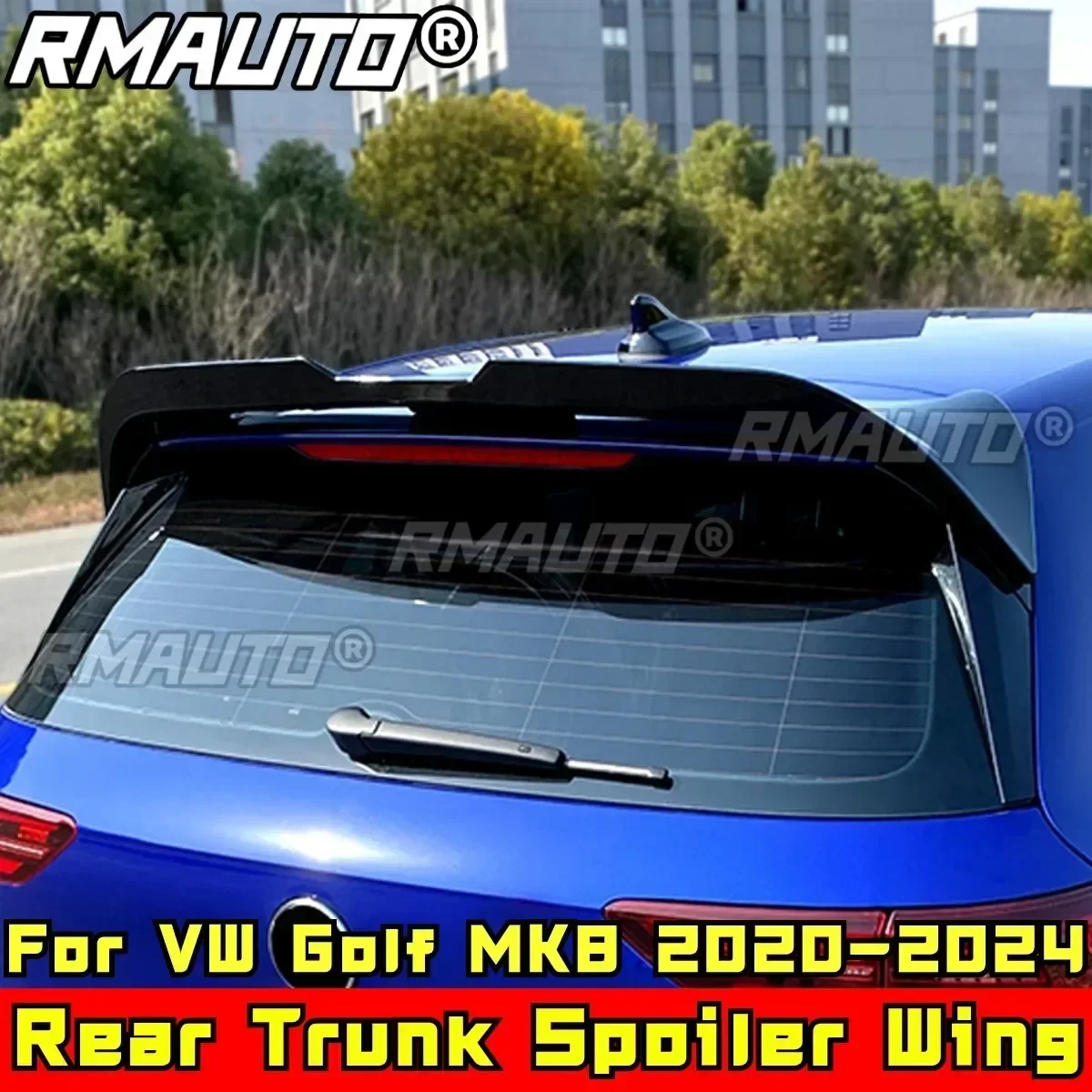 For VW Golf MK8 2020-2023 Body Kit Rear Roof Wing Spoiler Carbon Fiber Look Sport Style Rear Trunk Wing Car Accessories