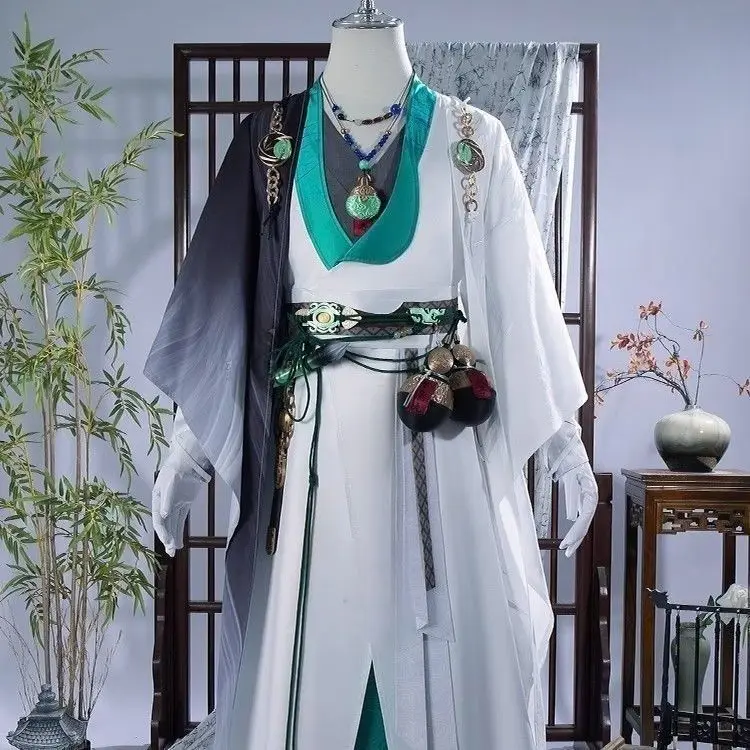 

Китайская игра, где ветры, встреча мужчин, фехтовальщик, карнавальный костюм для мужчин и женщин, древний зеленый ханьфу, полный комплект