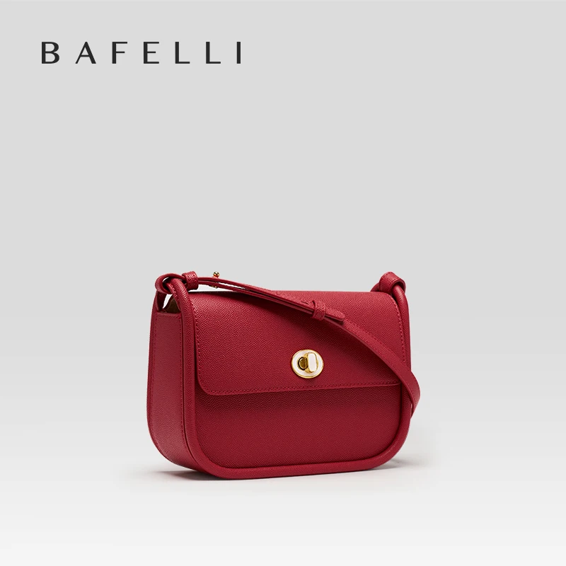 BAFELLI 2024 WOMEN\'S NEW TREND LEATHER SADDLE BAGS FASHION STYLE ORIGINAL DESIGNER LUXURY BRAND CASUAL CROSSBODAY PURSE SHOULDER