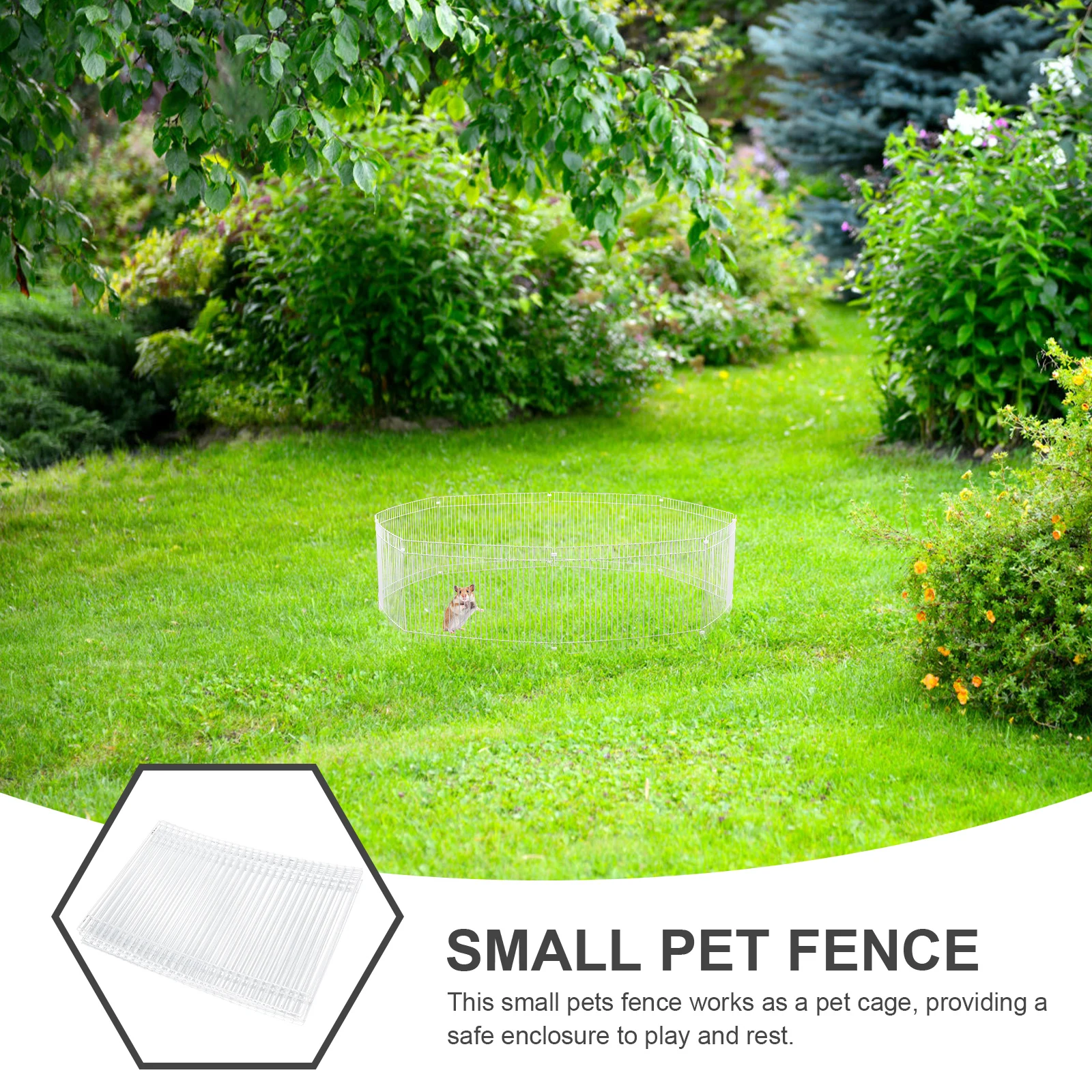 

1 set Small Pet Fence 23x35cm White Panels Durable Metal Hamsters Enclosure Playpen Indoor Outdoor Garden Use Easy Assemble