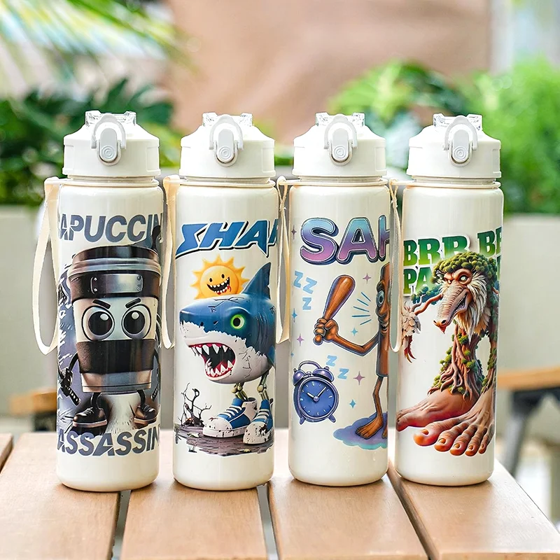 New Cartoon Mountain Straw Cup, Large Capacity, Travel Portable, High-value Cute Plastic Water Cup, Drop-resistant