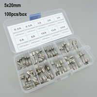 100Pcs/box Set 5x20mm Quick Blow Glass Tube Fuse Assorted Kit Fast-blow Fuses 0.2a 0.5a 1a 2a 3a 5a 10a 15a 20a amp m5x20