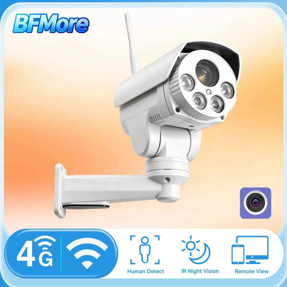 BFMore HD 5MP/4K 8MP Wireless Surveillance 4G SIM 5X/10X ZOOM PTZ Dome Security Камера Wifi Two Way Audio Humanoid Tracking