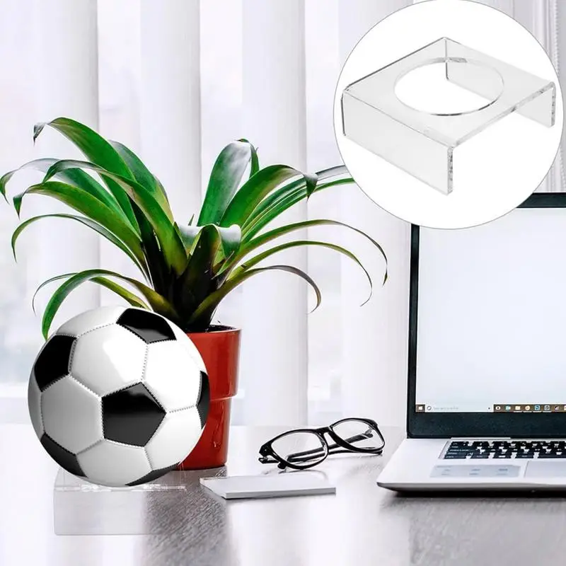 Soccer Ball Stand Clear 2X Acrylic Football Holder Football Bowling Ball Volleyball Basketball Storage Holder For Shop