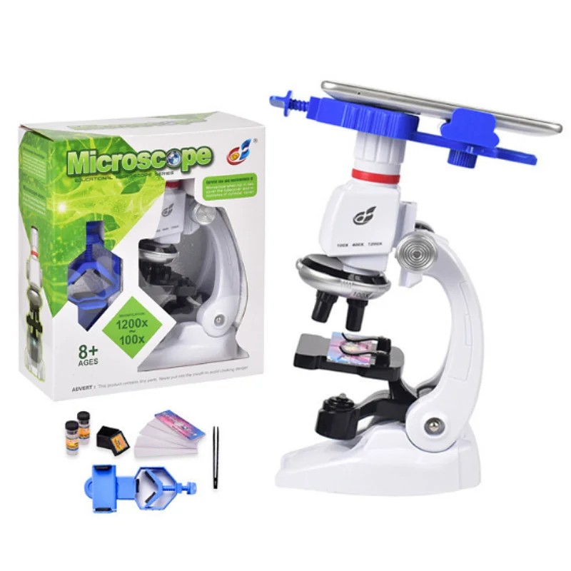 Home School Science Microscope Kit laboratorio LED muslimeducational Toy regalo biologico raffinato per bambini