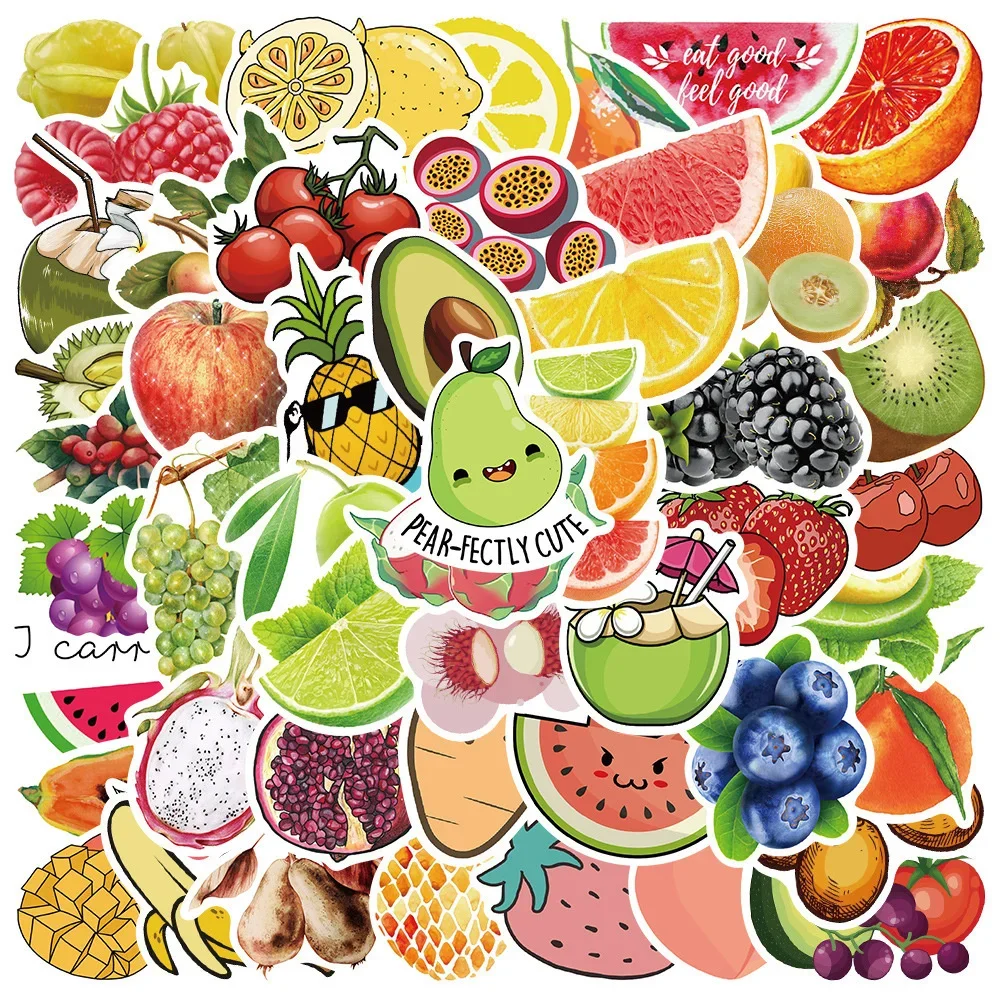 100PCS Cartoon Fruit Apple Watermelon Banana Sticker Personalized Toy  Luggage Laptop iPad Phone Case  Decoration