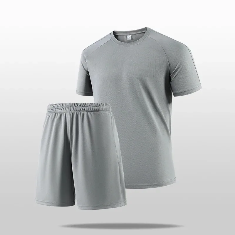 All-match summer men two-piece suit, breathable quick-drying textile, refreshing fit, will not cling when you swea view 5