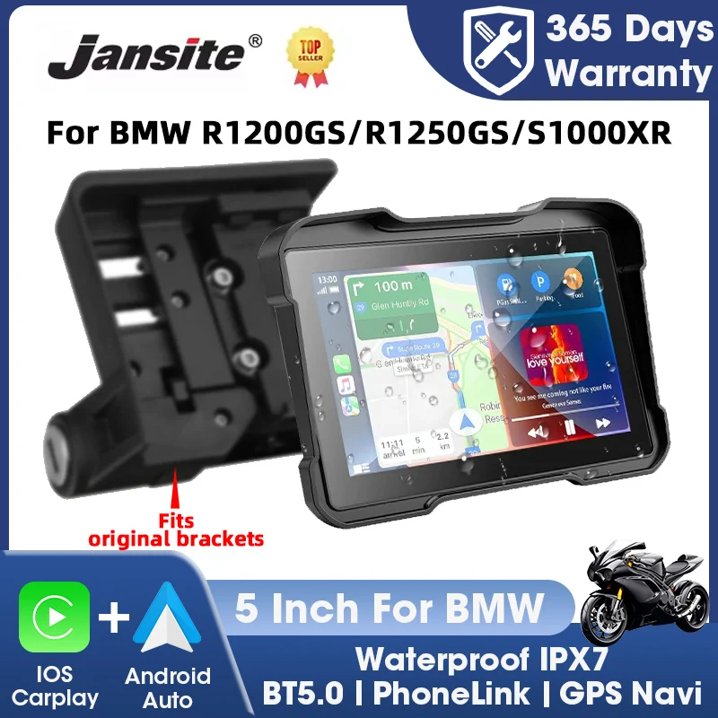 

5" For BMW R1200GS ADV/ R1250GS ADV/S1000XR GPS Navigation Wireless Carplay Android Auto IPX7 Waterproof Display BMW Motorcycle