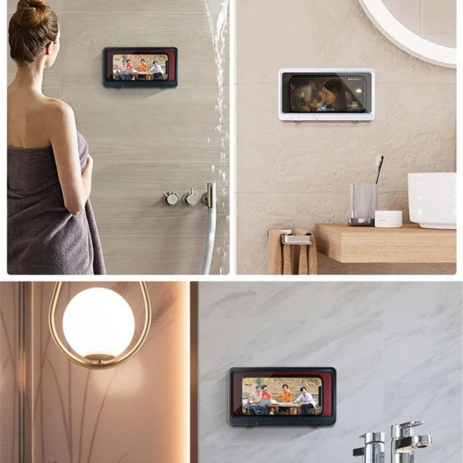 1Pc  Bathroom Waterproof Phone Case Touch Screen Bathing Chase Drama Mobile Phone Case Anti-fog Wall Hanging Hole-free Sealing