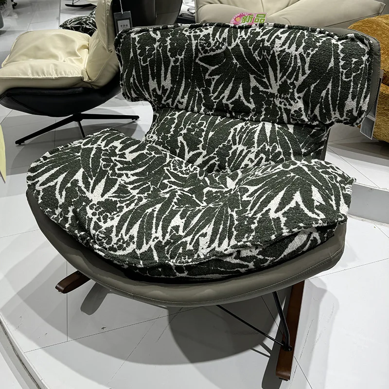 เก้าอี้โซฟาเดี่ยวสไตล์นอร์ดิกหรูหรา หมุนได้ ปรับเอนได้ รูปทรงไข่ แบบโยก