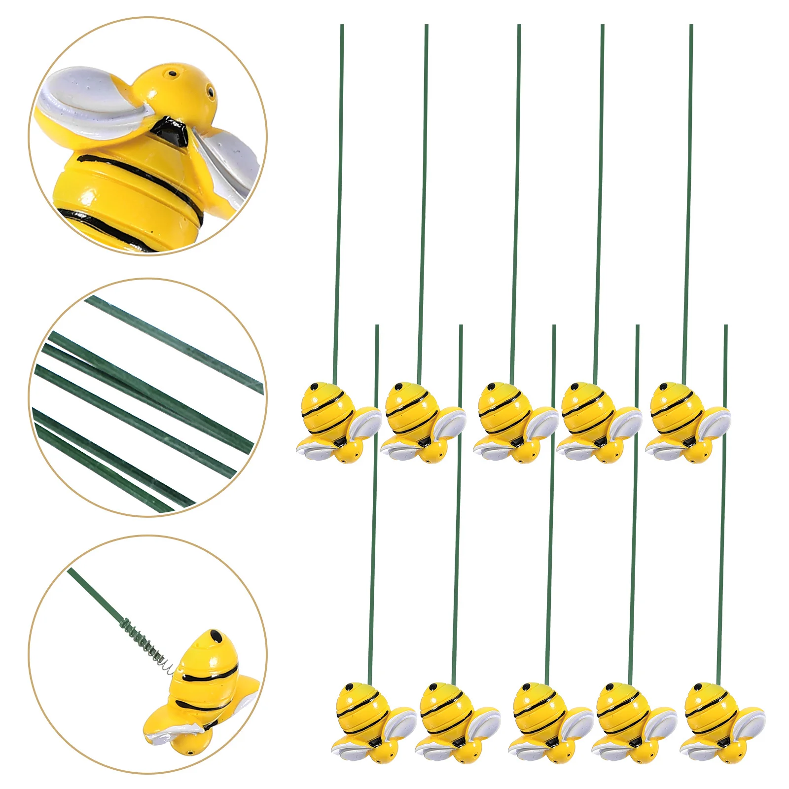 

10Pcs Decor Small Animal Planter Decoration Outdoor Yard Stake Metal Bee Insert for Patio Lawn Bonsai Garden