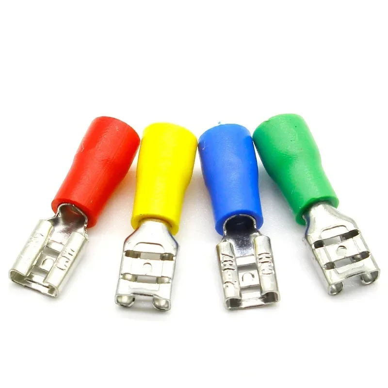 100PCS/Pack Female Insulated Electrical Crimp Terminal FDD2-187 for 16-14 AWG Connectors Cable Wire Connector FDD2-187
