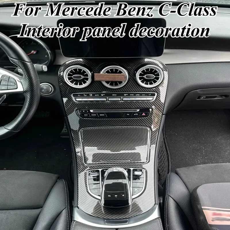 

Для Mercedes Benz GLC C-Class 2015-2018 комплект защиты отделки центральной консоли, внутренняя панель из углеродного волокна, пленка премиум-класса, аксессуары