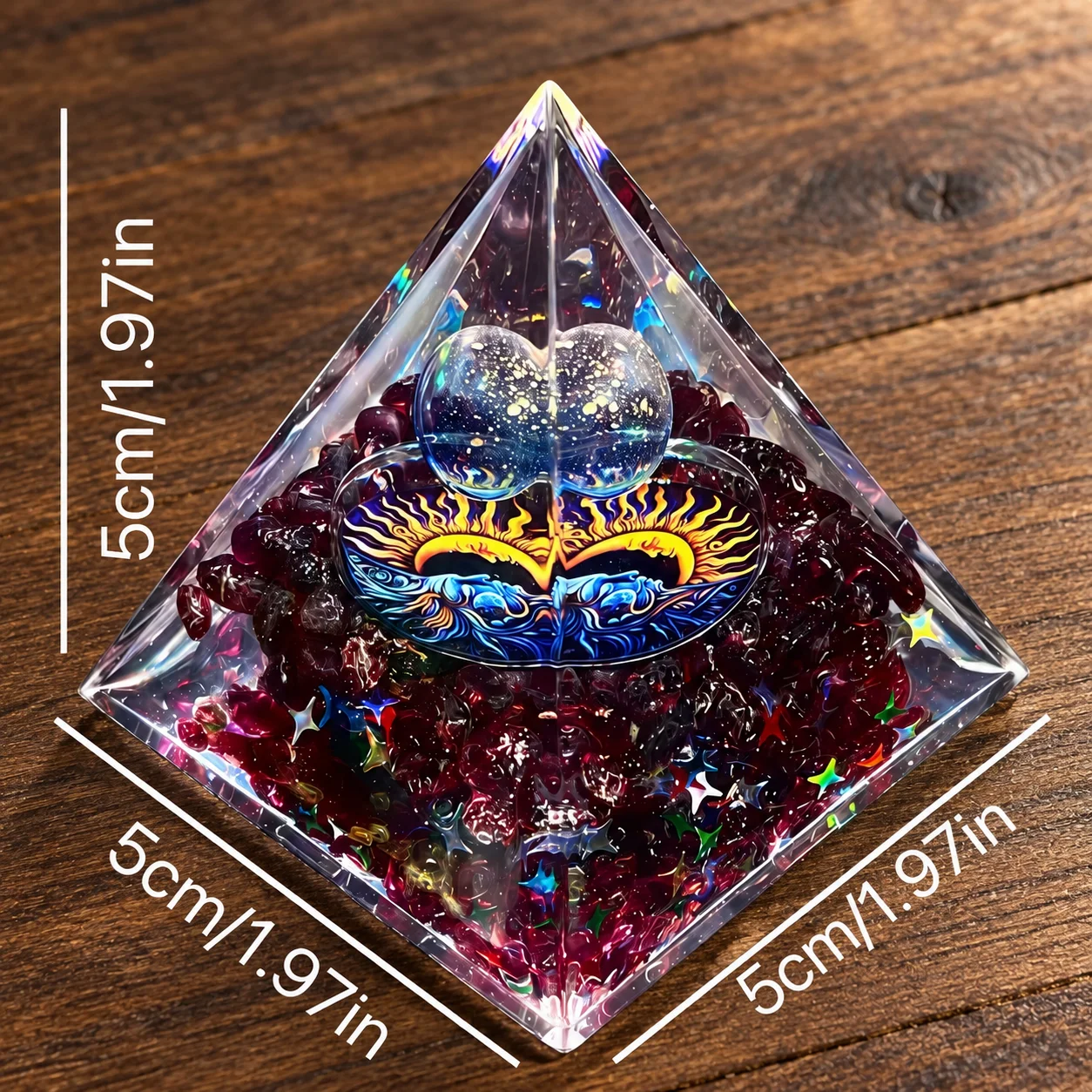 Sun Moon Face Orgonite Pyramid Natural Obsidian Chips Crystal Sphere Resin Energy Generator Reiki Meditation Home Decor Gift