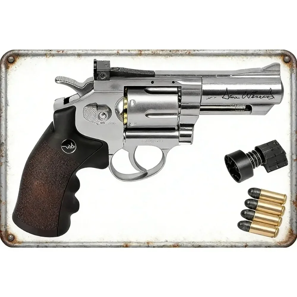 1 unidade de Placa Decorativa de Metal Plana 2D Estilo Vintage com Tema de Pistola Militar para Decoração de Parede em Man Cave, Bar, Café e Casa