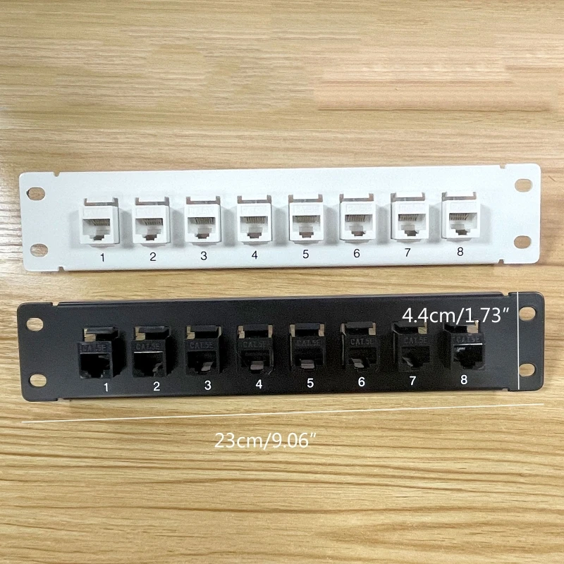 Patch Panel 8 Port CAT5e 10G Support 1U Network Patch Panel UTP 19inch Wallmount or Rackmount Punch Down Block for cat5e D5QC