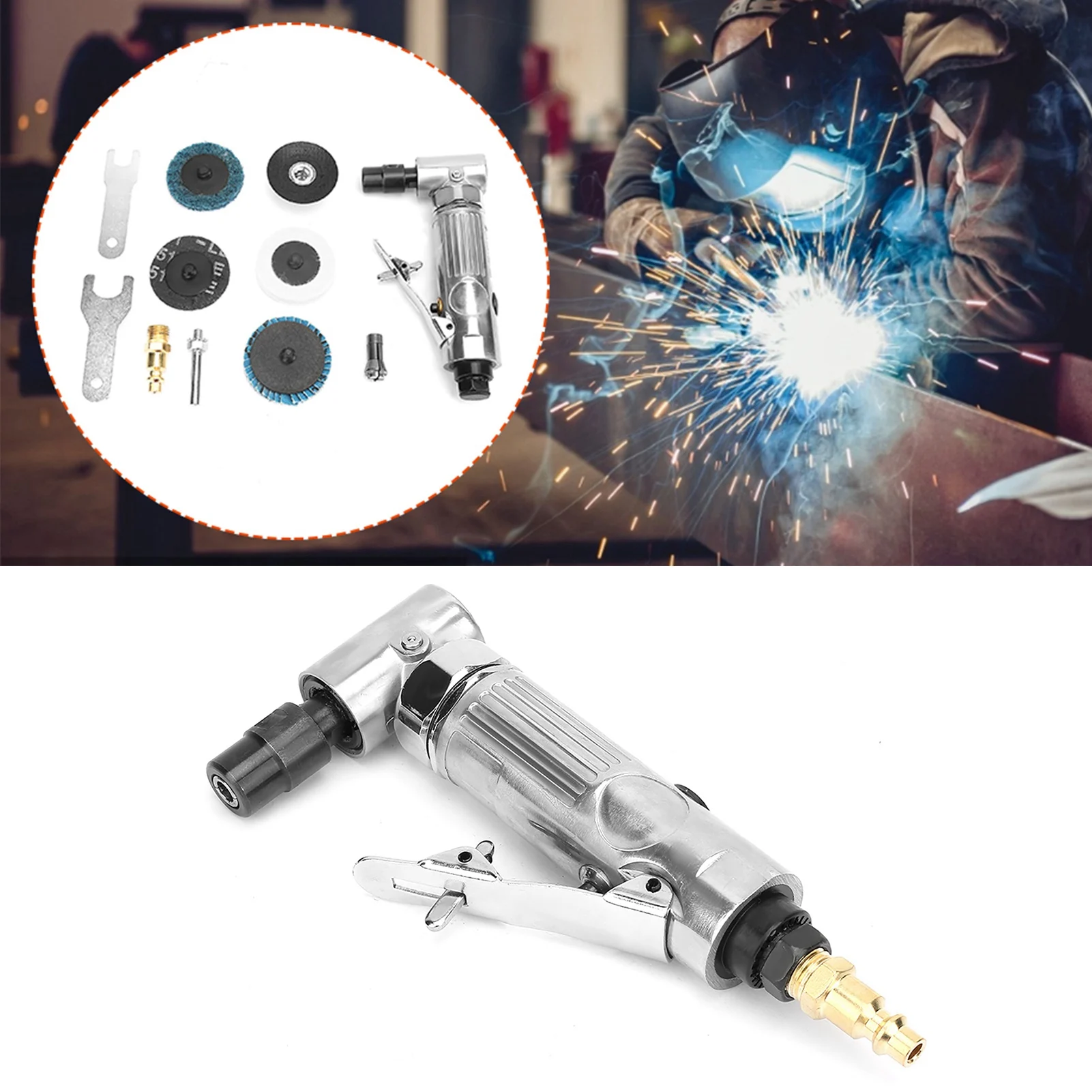 

Air Angle Die Grinder Pneumatic Grinding Polisher Mill Engraving Machine Carving Tool Kit for Shaping Of Metal Parts Deburring