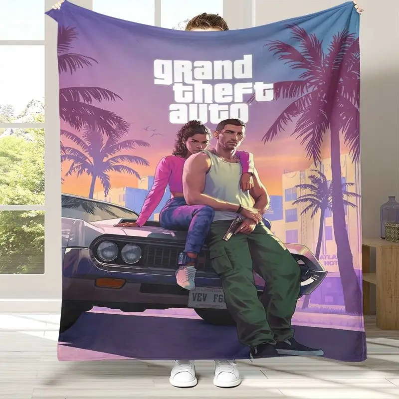 Vintage Game G-GTA San Andreas Soft Flannel Throw Blanket,Cozy Warm Blanket for Bed,Sofa,Living Room,Picnic,Camping,Home Decor