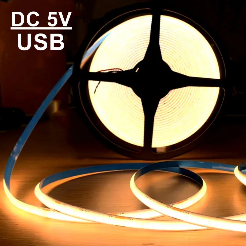 

DC5V COB Led light strip with USB power supply 320LED/m high-density flexible lighting 3000K/4500K/6500K multi color light strip