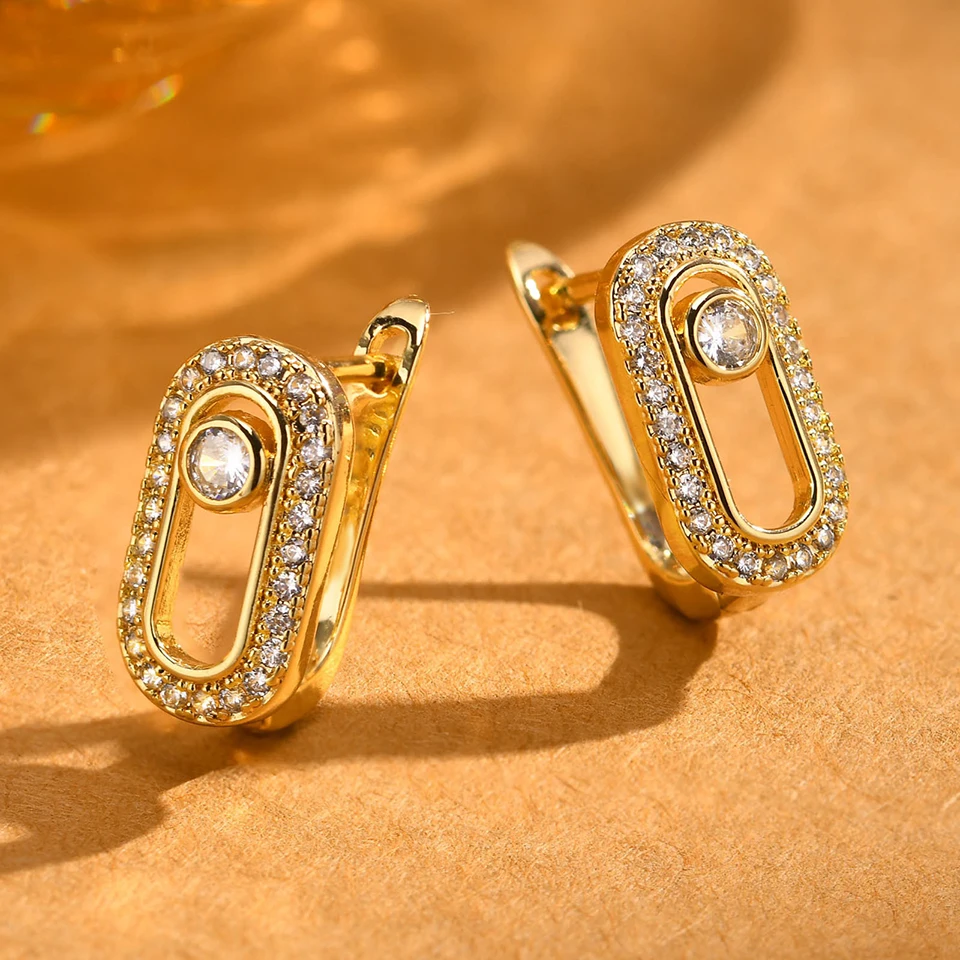 RAKOL  Vintage Zircon Stud Earrings For Women Square Lock Clasp Fashion Exquisite Crystal Shiny Earrings Party Jewelry Gifts image 6