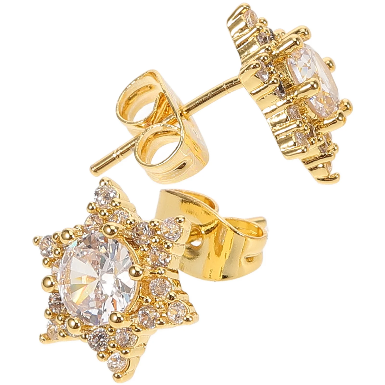 

1Pair Women Zircon Hexagram Ear Studs Lightweight Small Earrings Stylish Elegant Jewelry Daily Wear Dress Accessories