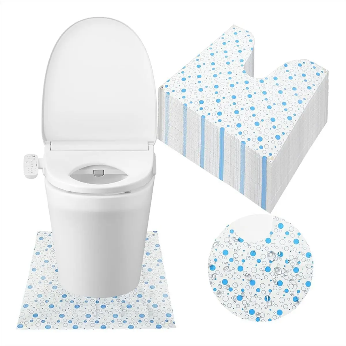 Exquisite- 50 Pack Disposable Toilet Mats Toilet Floor Protector From Urine U-Shape Toilet Training Rug Waterproof Non-Slip