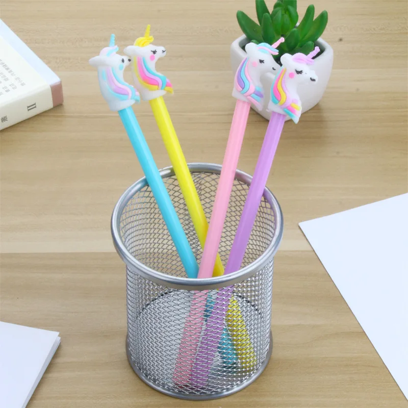 Wholesale Korean Creative New Card Color Hair Unicorn Black Gel Pen Student Learning Stationery Wholesale Can Be Customized