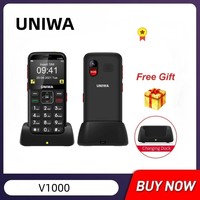 UNIWA V1000 4G Feature Phones Strong Torch Big Button Long Time Standby 2.31Inch 0.3MP Camera Cellphone English Russian Keyboard