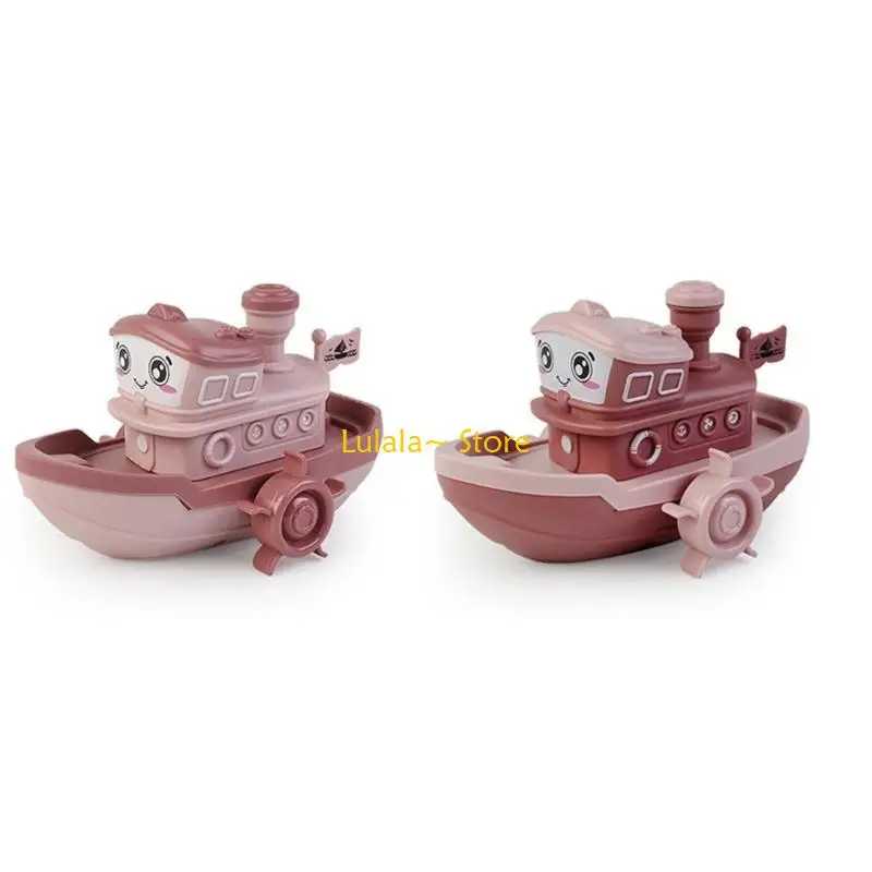 Y4QA Baby Bath Swimming Pool Water Wind-up Boat for Toddlers 1-3 Showering Hot Tub Floating Toy Cartoon Yacht
