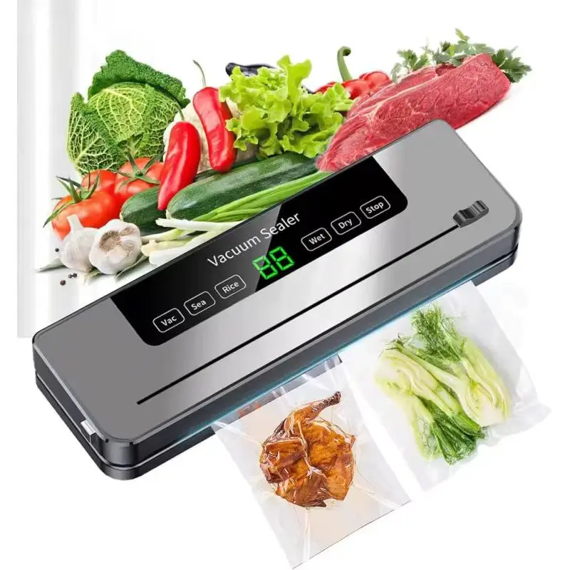 

Electric Vacuum Sealer Machine Dry/Wet Food Packaging Seal To Keep Fresh Touch Buttons Digital Display Vacuum Packaging Machine