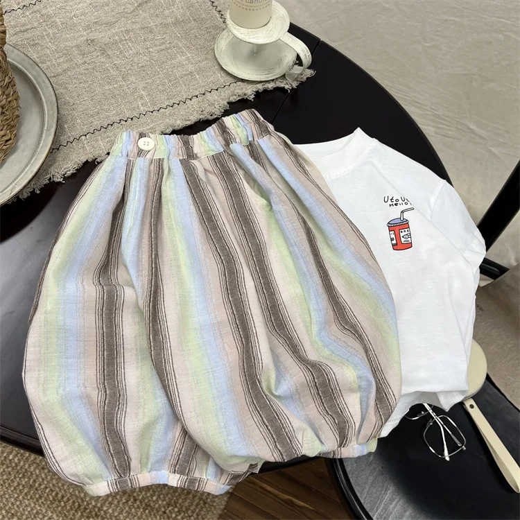 Boys Pants Light and Breathable Children Summer Color Thin Anti-mosquito Pants Boys Simple Loose Sunscreen Pants 2024