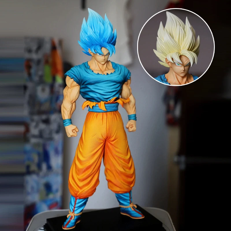 

31,5 см аниме Dragon Ball Super Saiyan Blue Goku фигурка сменные головки Сон Гоку фигурки героев ПВХ статуя Коллекция ModelToys