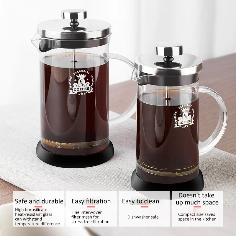 Caffettiere French Press Caffettiera ad alto contenuto di borosilicato Pentola multifunzione con filtro 350ML-600ML Accessori per caffè